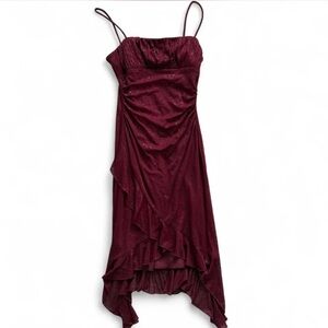 City Triangles Burgundy High Low Dress